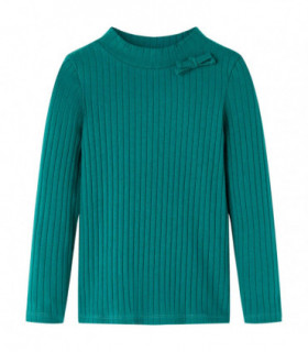 Kids' T-shirt with Long Sleeves Rib-knit Dark Green 116