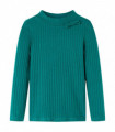 Kids' T-shirt with Long Sleeves Rib-knit Dark Green 128