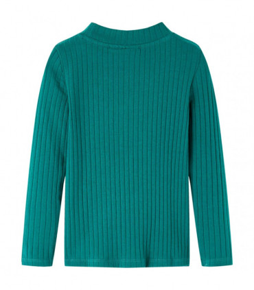 Kids' T-shirt with Long Sleeves Rib-knit Dark Green 128
