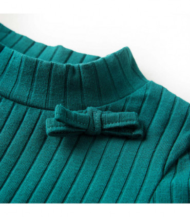 Kids' T-shirt with Long Sleeves Rib-knit Dark Green 128