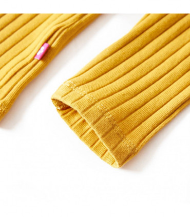 Kids' T-shirt with Long Sleeves Rib-knit Dark Ochre 116