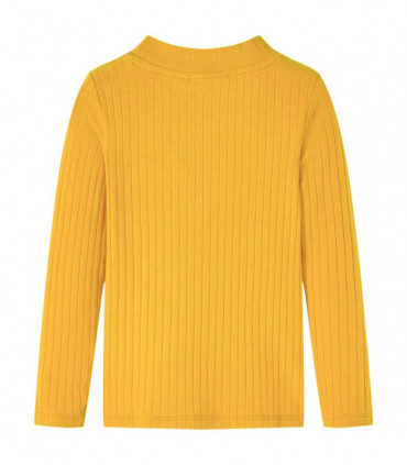 Kids' T-shirt with Long Sleeves Rib-knit Dark Ochre 92