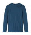 Kids' T-shirt with Long Sleeves Rib-knit Navy Blue 128