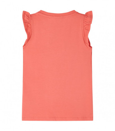 Kids' T-shirt with Ruffle Sleeves Coral 116