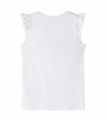 Kids' T-shirt with Ruffle Sleeves Ecru 140
