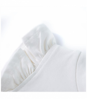 Kids' T-shirt with Ruffle Sleeves Ecru 140