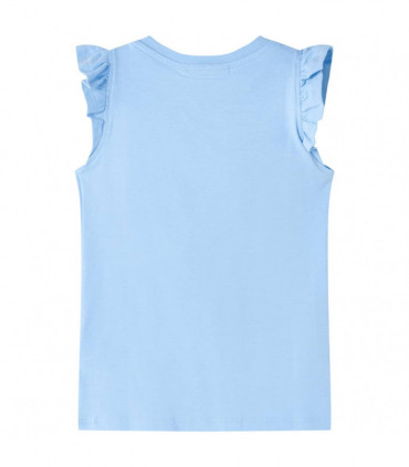 Kids' T-shirt with Ruffle Sleeves Light Blue 104