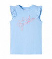 Kids' T-shirt with Ruffle Sleeves Light Blue 128