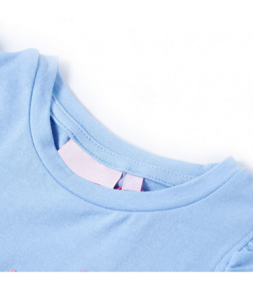 Kids' T-shirt with Ruffle Sleeves Light Blue 128