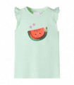 Kids' T-shirt with Ruffle Sleeves Soft Green 116
