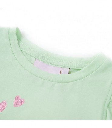 Kids' T-shirt with Ruffle Sleeves Soft Green 116