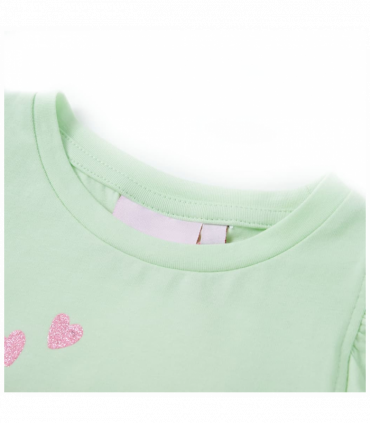 Kids' T-shirt with Ruffle Sleeves Soft Green 92