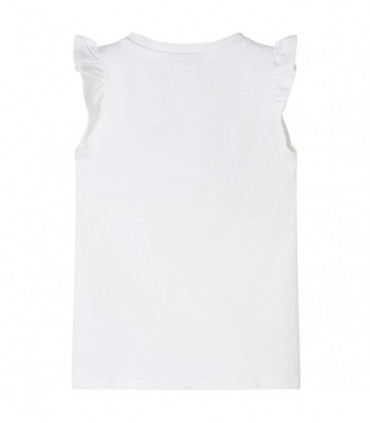 Kids' T-shirt with Ruffle Sleeves White 116