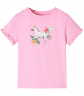 Kids' T-shirt with Short Sleeves Bright Pink 140