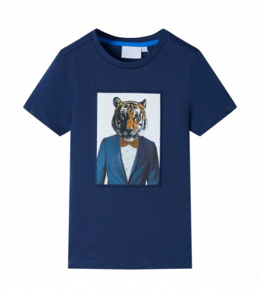 Kids' T-shirt with Short Sleeves Dark Blue 128