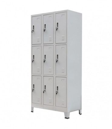 Locker Cabinet with 9 Compartments Steel 90x45x180 cm Grey