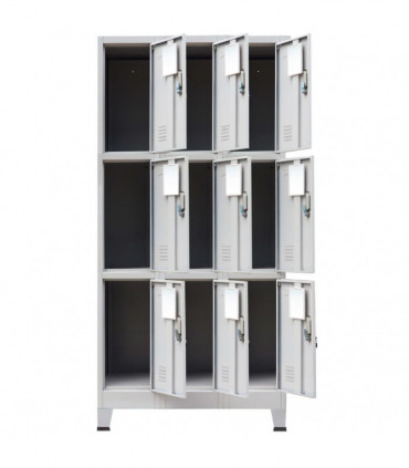 Locker Cabinet with 9 Compartments Steel 90x45x180 cm Grey