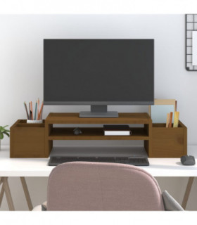 Monitor Stand Honey Brown 70x27.5x15 cm Solid Wood Pine
