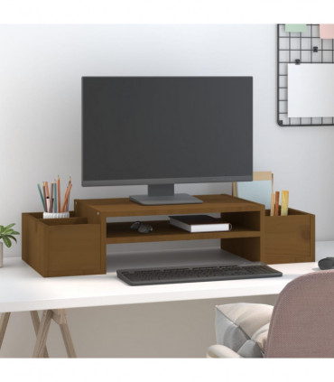 Monitor Stand Honey Brown 70x27.5x15 cm Solid Wood Pine