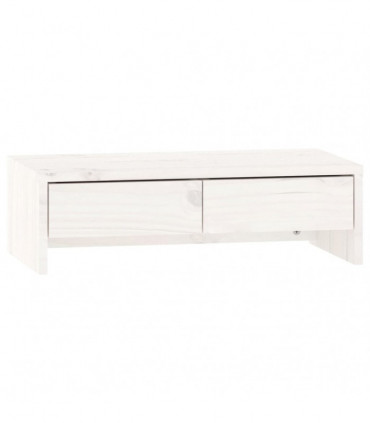 Monitor Stand White 50x27x15 cm Solid Wood Pine