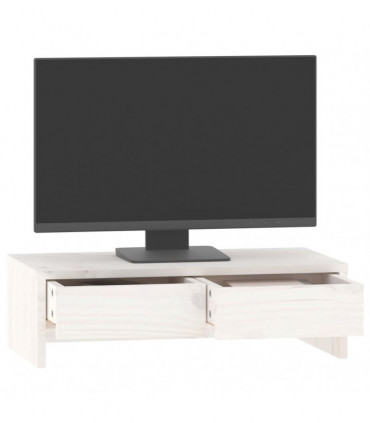 Monitor Stand White 50x27x15 cm Solid Wood Pine