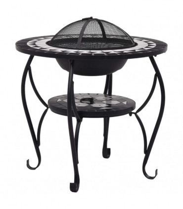 Mosaic Fire Pit Table Black and White 68 cm Ceramic