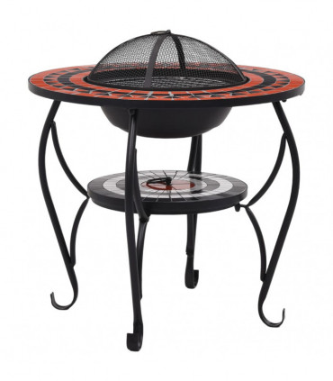 Mosaic Fire Pit Table Terracotta and White 68 cm Ceramic