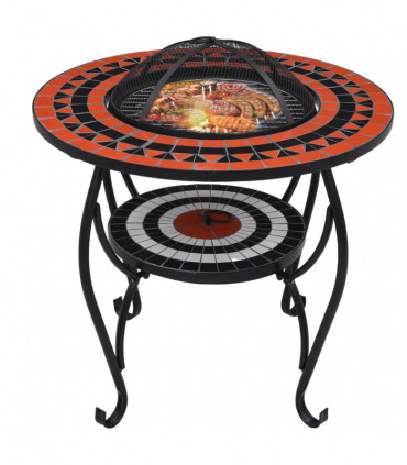 Mosaic Fire Pit Table Terracotta and White 68 cm Ceramic