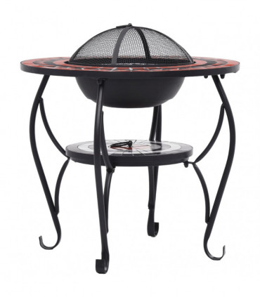 Mosaic Fire Pit Table Terracotta and White 68 cm Ceramic
