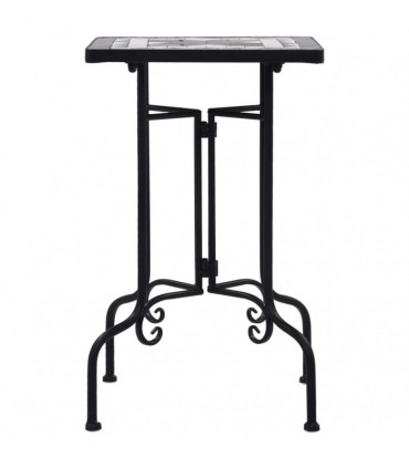 Mosaic Side Table Black and White Ceramic