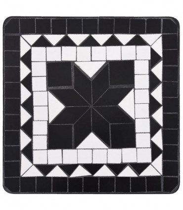 Mosaic Side Table Black and White Ceramic