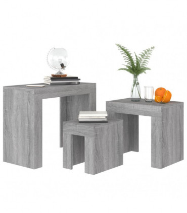 Nesting Coffee Tables 3 pcs Grey Sonoma Engineered Wood