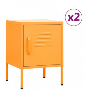 Nightstands 2 pcs Mustard Yellow 35x35x51 cm Steel