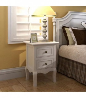 Nightstands 2 pcs with 2 Drawers MDF White