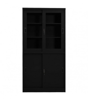 Office Cabinet with Sliding Door Black 90x40x180 cm Steel