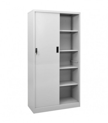 Office Cabinet with Sliding Door Light Grey 90x40x180 cm Steel