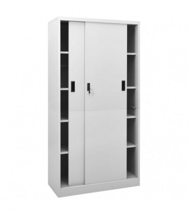 Office Cabinet with Sliding Door Light Grey 90x40x180 cm Steel
