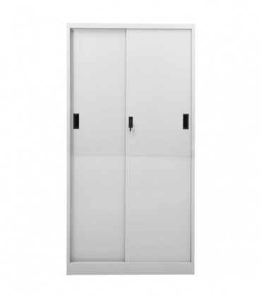 Office Cabinet with Sliding Door Light Grey 90x40x180 cm Steel