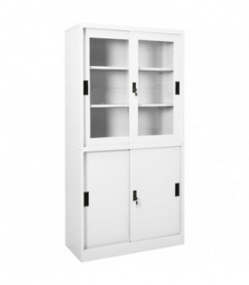 Office Cabinet with Sliding Door White 90x40x180 cm Steel