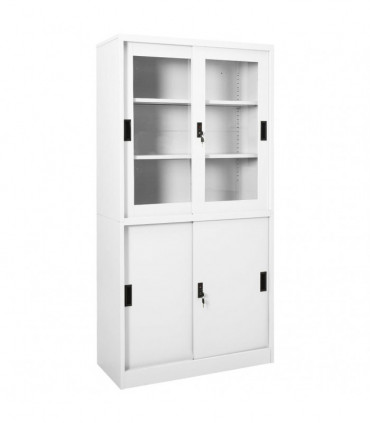 Office Cabinet with Sliding Door White 90x40x180 cm Steel