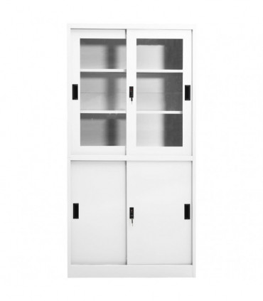 Office Cabinet with Sliding Door White 90x40x180 cm Steel