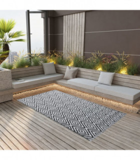 Outdoor Carpet White and Black 160x230 cm PP