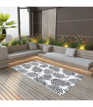 Outdoor Carpet White and Black 190x290 cm PP
