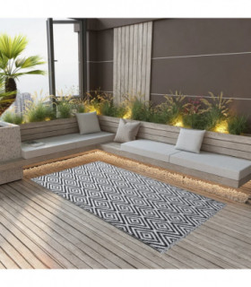 Outdoor Carpet White and Black 80x150 cm PP