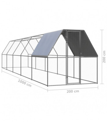 Outdoor Chicken Cage 2x10x2 m Galvanised Steel