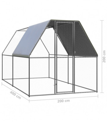Outdoor Chicken Cage 2x4x2 m Galvanised Steel