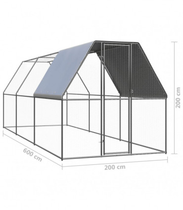 Outdoor Chicken Cage 2x6x2 m Galvanised Steel