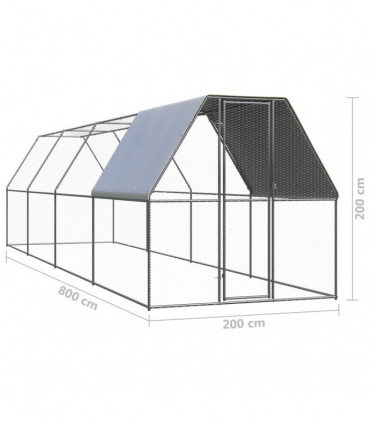 Outdoor Chicken Cage 2x8x2 m Galvanised Steel