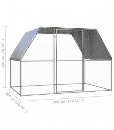 Outdoor Chicken Cage 3x2x2 m Galvanised Steel