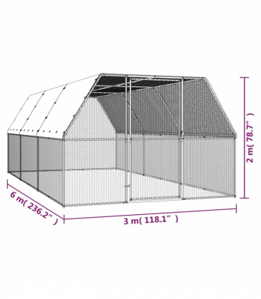 Outdoor Chicken Cage 3x6x2 m Galvanised Steel